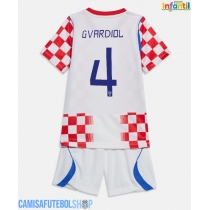 Camisa de time de futebol Croácia Josko Gvardiol #4 Replicas 1º Equipamento Infantil Mundo 2026 Manga Curta (+ Calças curtas)